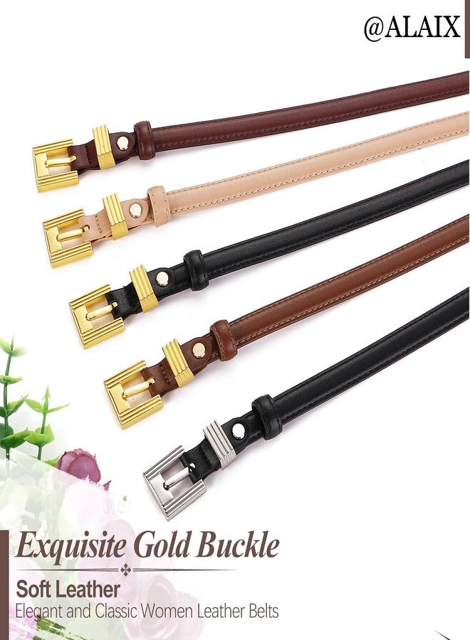 ALAIX Women Skinny Leather Belt for Jeans Pants Dress Belts Thin Black Leather Belt Gold/Silver Buckle Belts for Women - Image 5